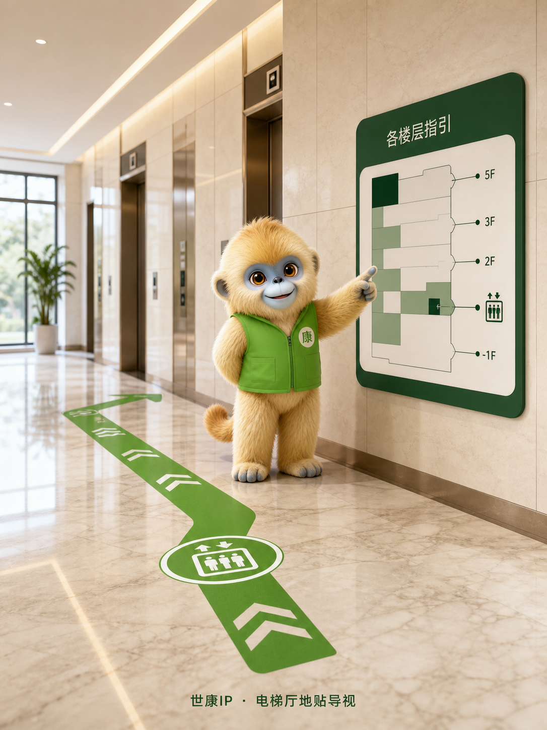 电梯厅地贴导视