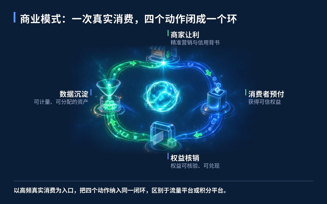 商业模式：一次真实消费，四个动作闭成一个环
